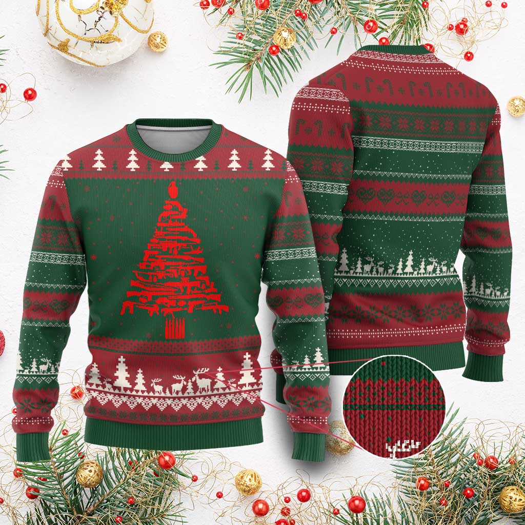 Funny Guns Xmas Ugly Christmas Sweater 2nd Amendment Xmas Tree Gun Lovers TS10 Red Green Print Your Wear
