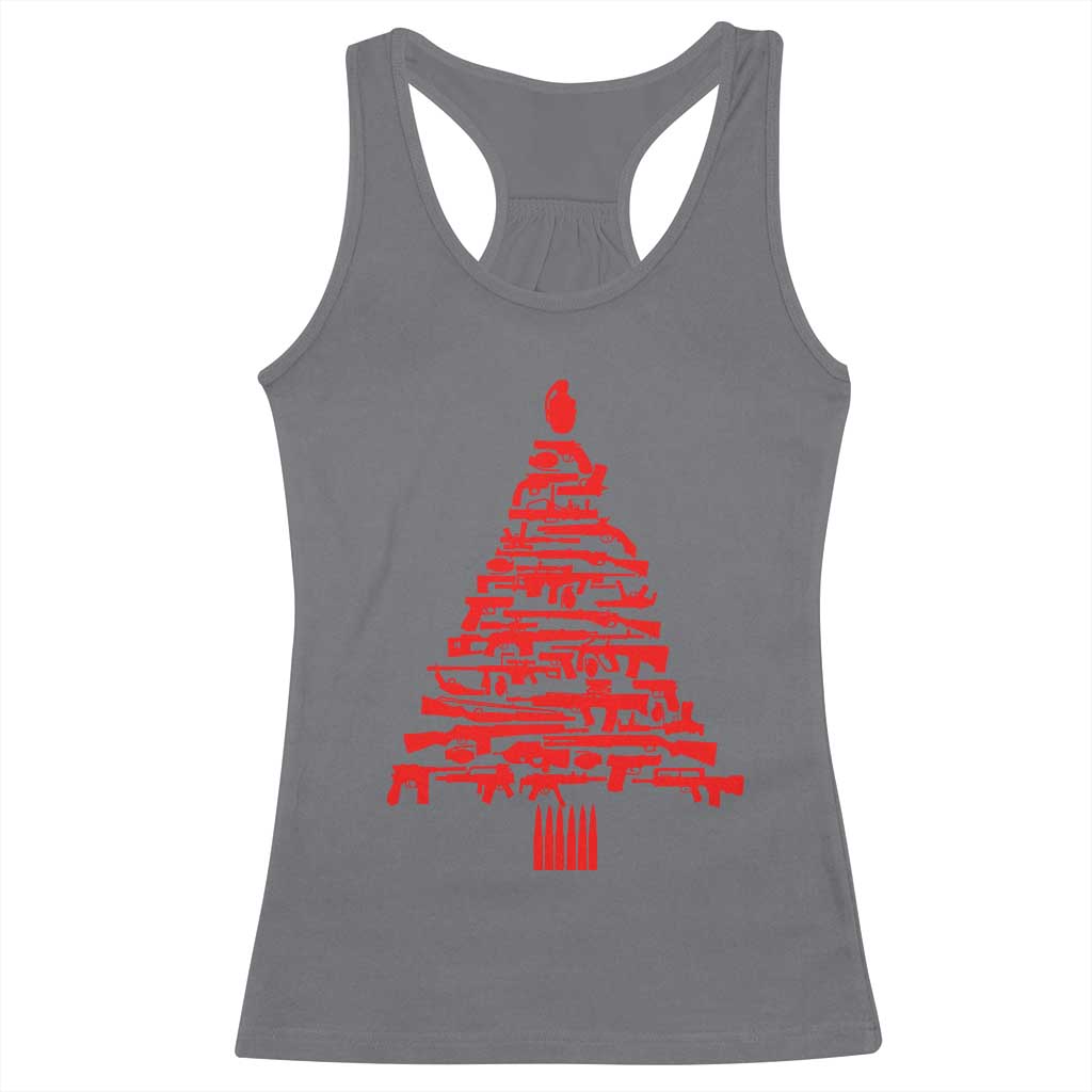 Funny Guns Christmas Racerback Tank Top 2nd Amendment Xmas Tree Gun Lovers TS10 Charcoal Print Your Wear