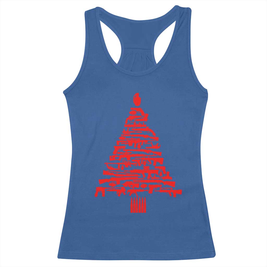 Funny Guns Christmas Racerback Tank Top 2nd Amendment Xmas Tree Gun Lovers TS10 Royal Blue Print Your Wear