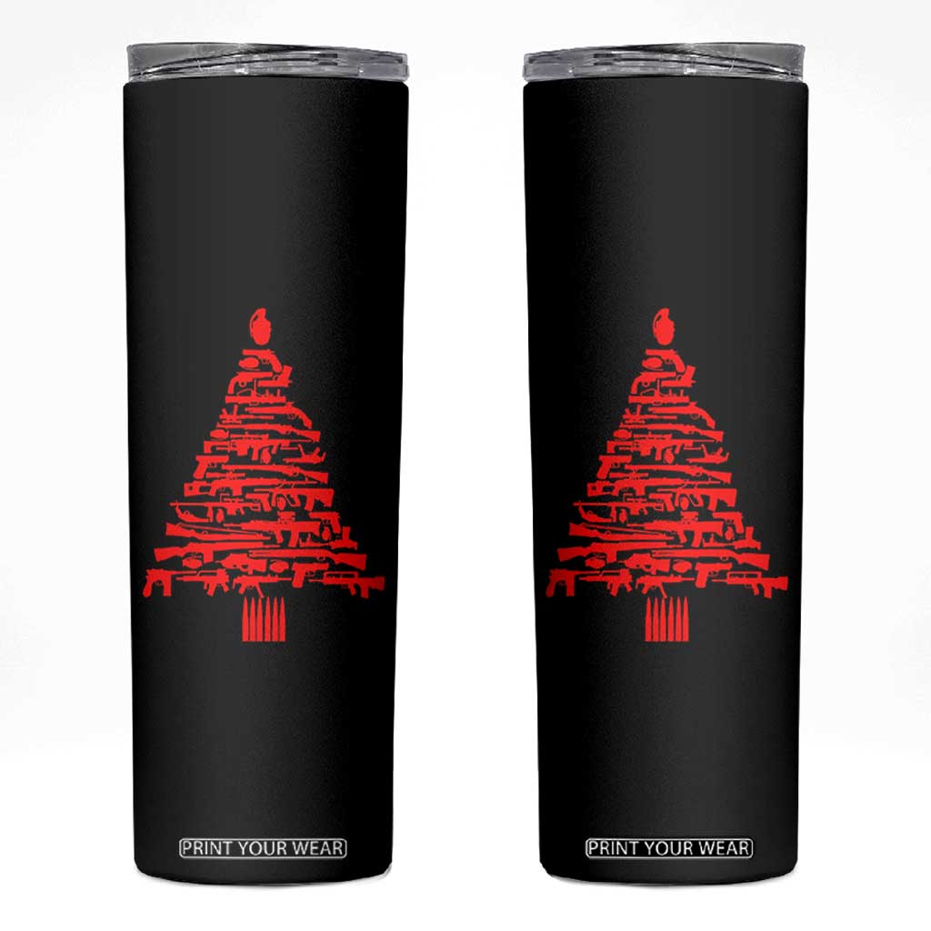 Funny Guns Christmas Skinny Tumbler 2nd Amendment Xmas Tree Gun Lovers TS10 Black Print Your Wear