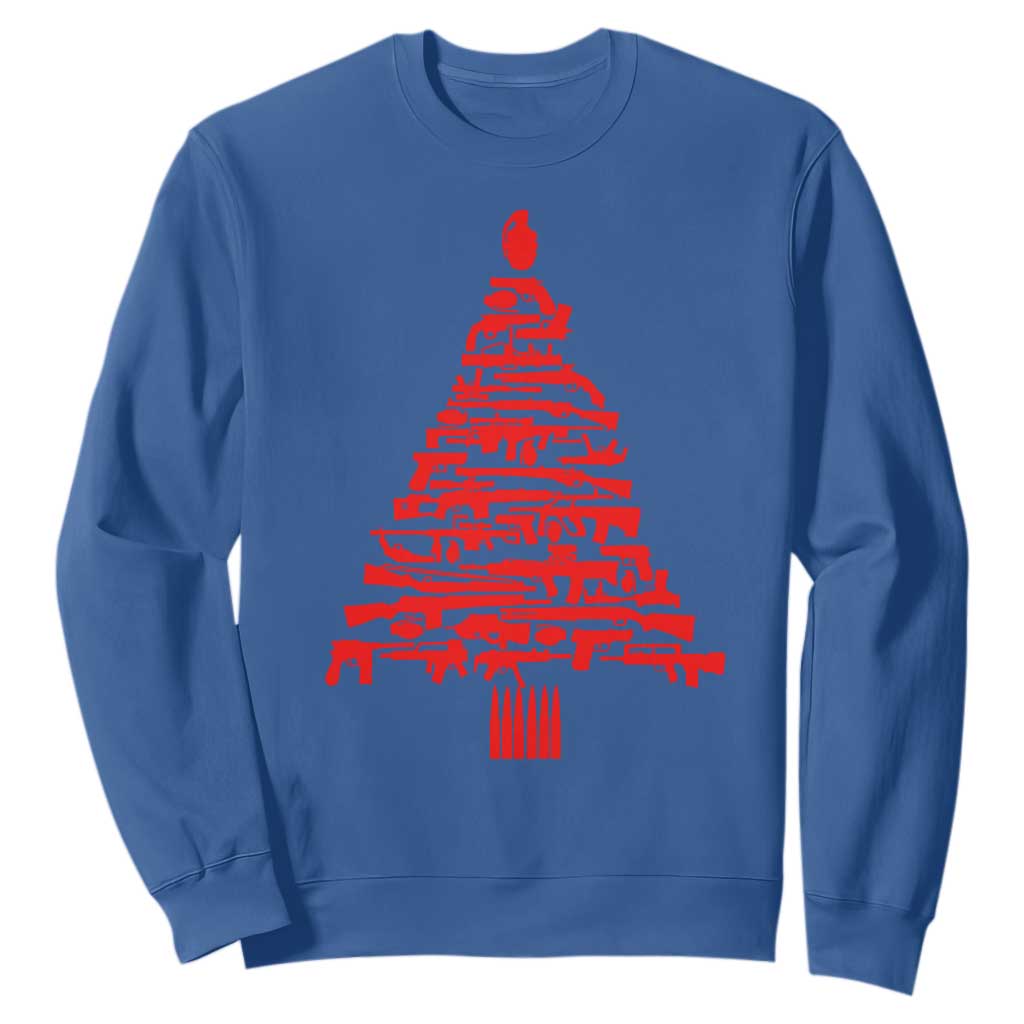 Funny Guns Christmas Sweatshirt 2nd Amendment Xmas Tree Gun Lovers TS10 Royal Blue Print Your Wear