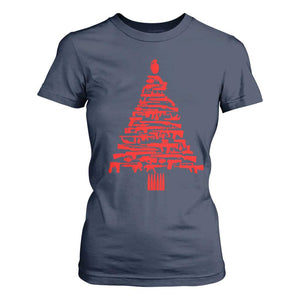 Funny Guns Christmas T Shirt For Women 2nd Amendment Xmas Tree Gun Lovers TS10 Navy Print Your Wear