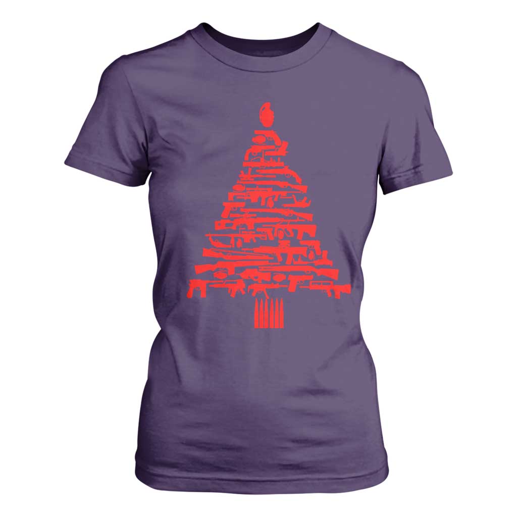 Funny Guns Christmas T Shirt For Women 2nd Amendment Xmas Tree Gun Lovers TS10 Purple Print Your Wear