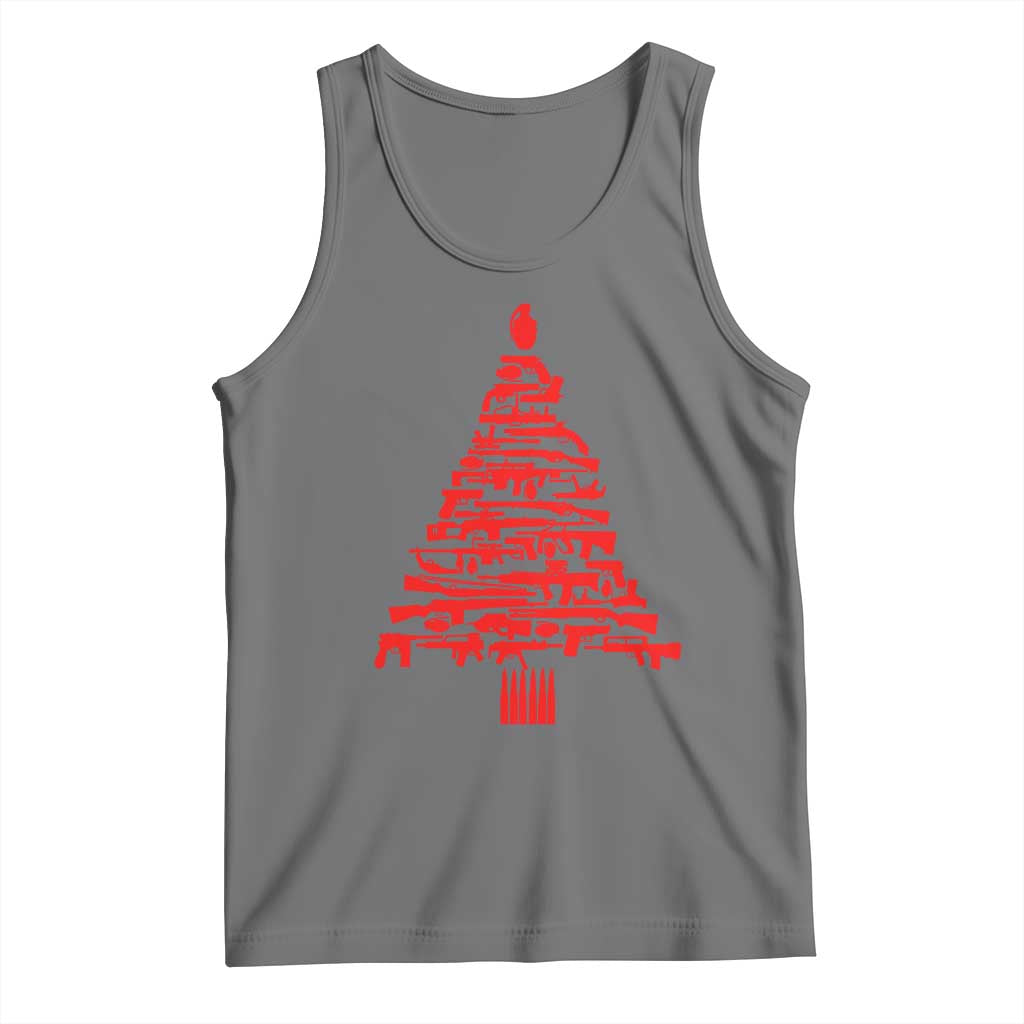 Funny Guns Christmas Tank Top 2nd Amendment Xmas Tree Gun Lovers TS10 Black Heather Print Your Wear