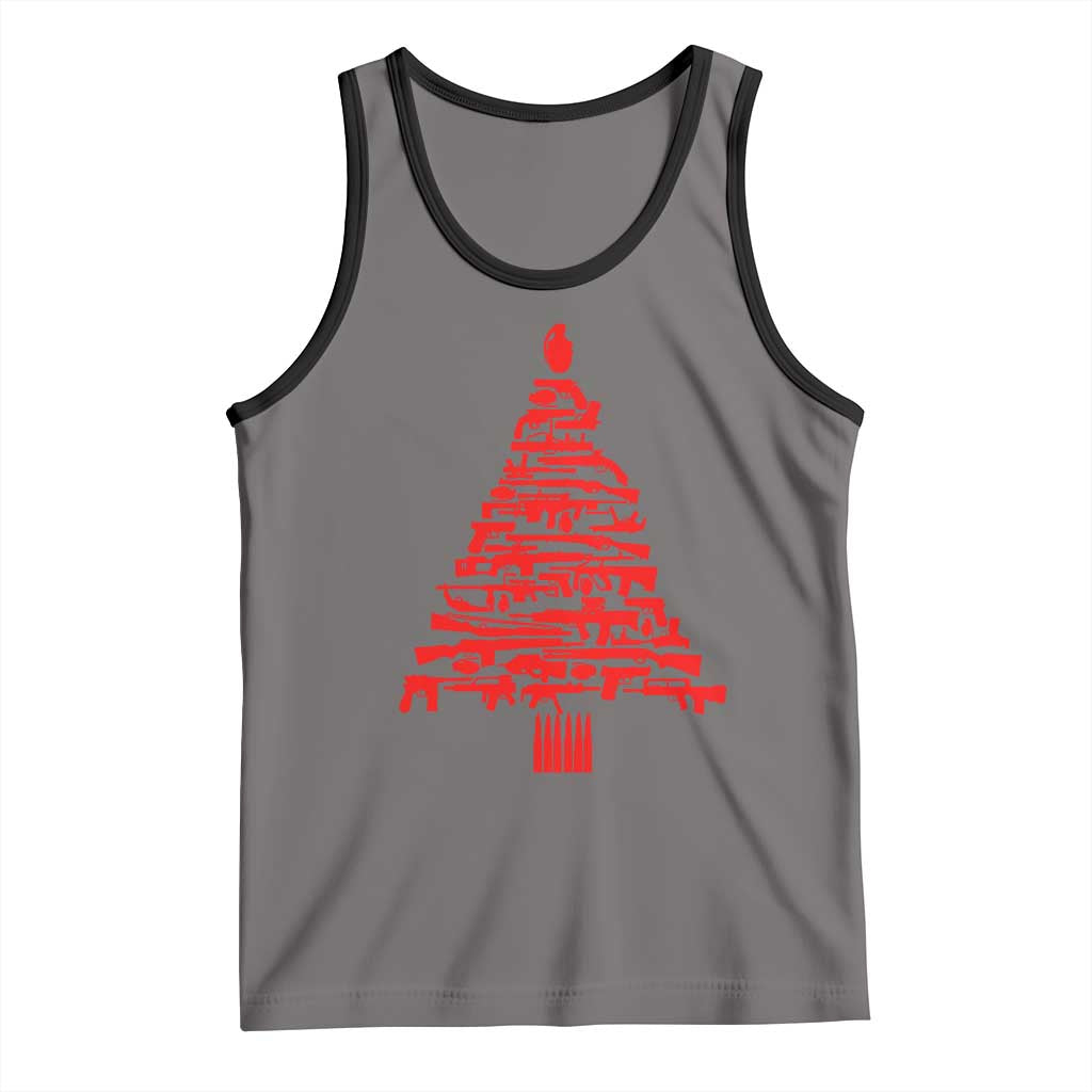 Funny Guns Christmas Tank Top 2nd Amendment Xmas Tree Gun Lovers TS10 Deep Heather Black Print Your Wear