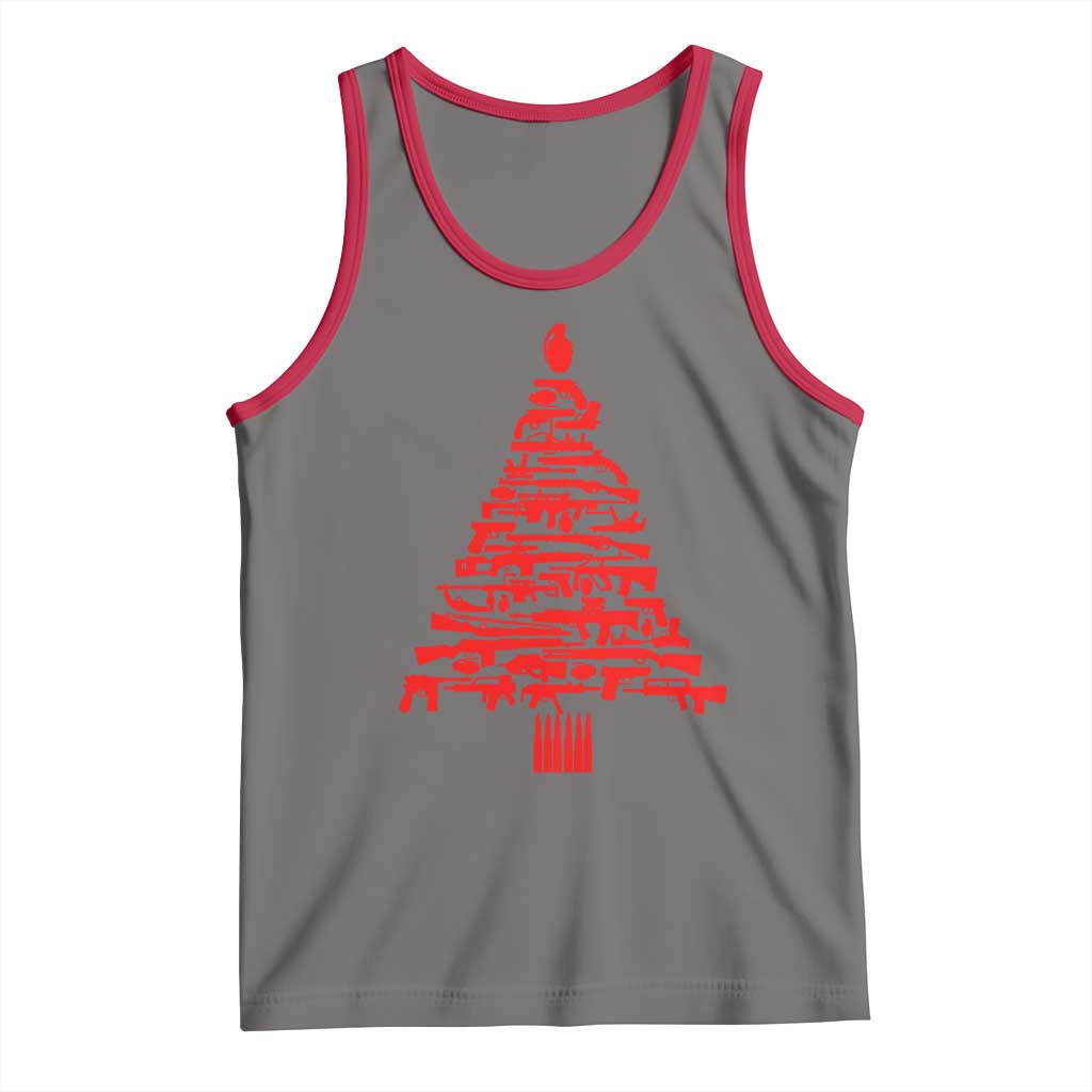 Funny Guns Christmas Tank Top 2nd Amendment Xmas Tree Gun Lovers TS10 Deep Heather Red Print Your Wear