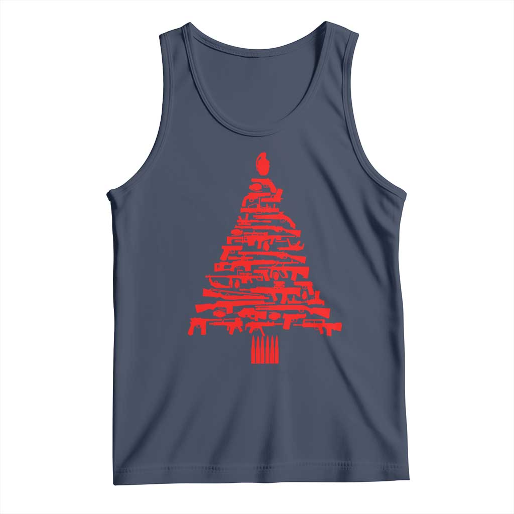 Funny Guns Christmas Tank Top 2nd Amendment Xmas Tree Gun Lovers TS10 Navy Print Your Wear