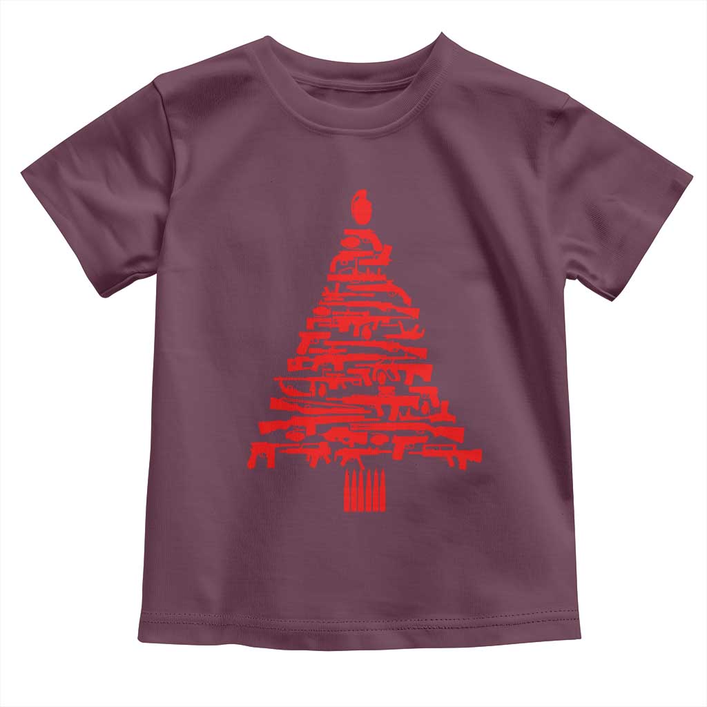 Funny Guns Christmas Toddler T Shirt 2nd Amendment Xmas Tree Gun Lovers TS10 Maroon Print Your Wear