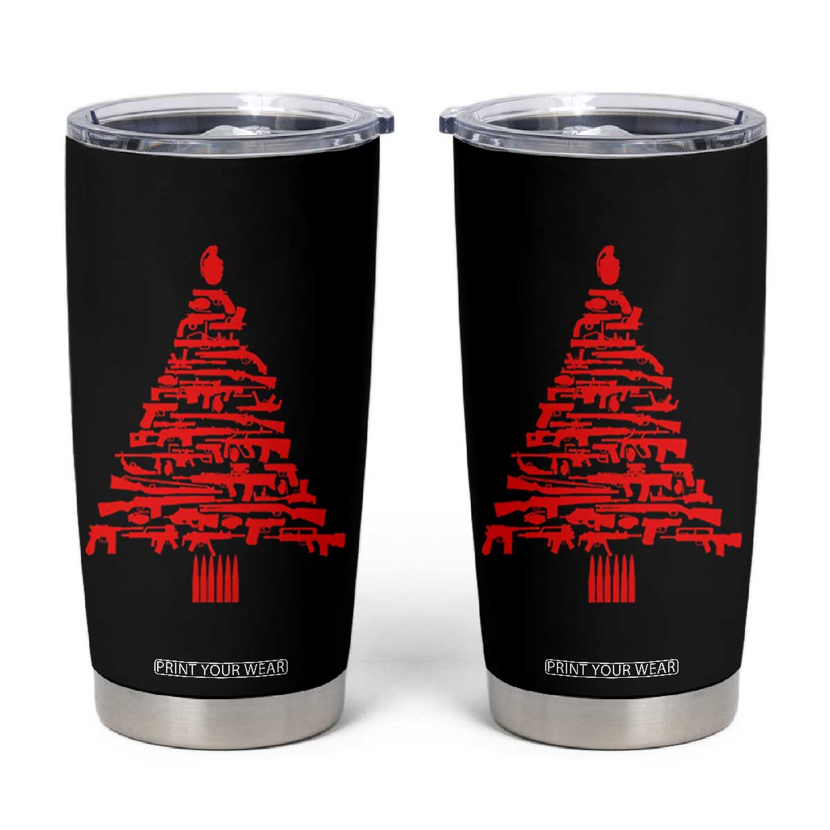 Funny Guns Christmas Tumbler Cup 2nd Amendment Xmas Tree Gun Lovers TS10 Black Print Your Wear