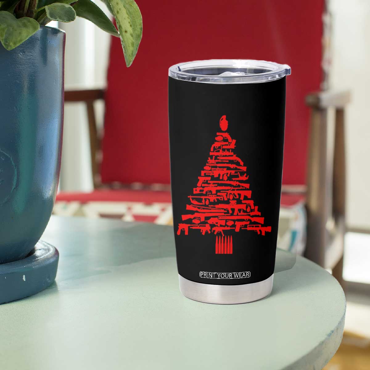 Funny Guns Christmas Tumbler Cup 2nd Amendment Xmas Tree Gun Lovers TS10 Print Your Wear
