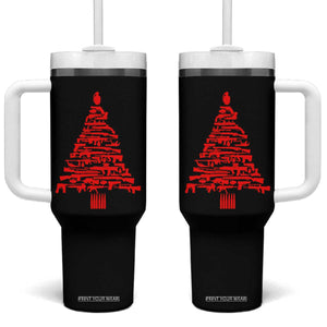 Funny Guns Christmas Tumbler With Handle 2nd Amendment Xmas Tree Gun Lovers TS10 One Size: 40 oz Black Print Your Wear