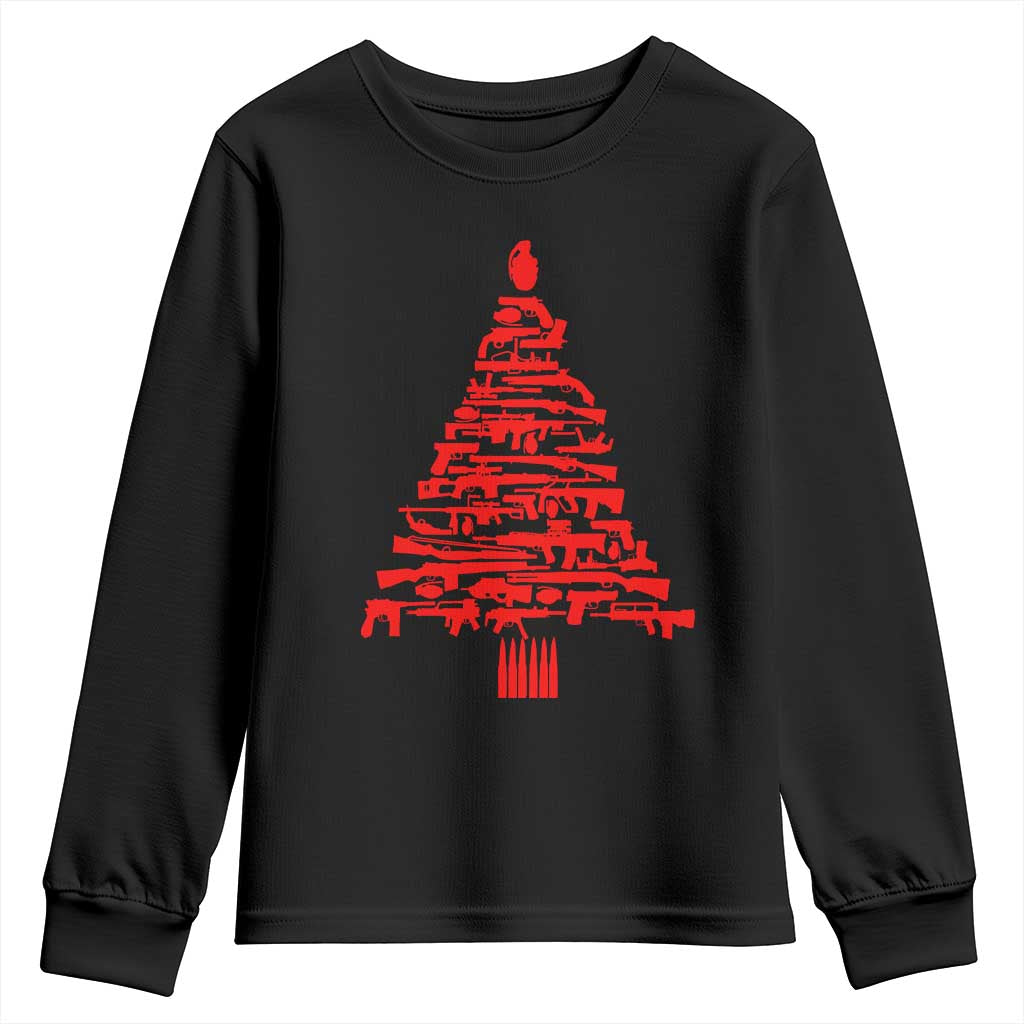Funny Guns Christmas Youth Sweatshirt 2nd Amendment Xmas Tree Gun Lovers TS10 Black Print Your Wear