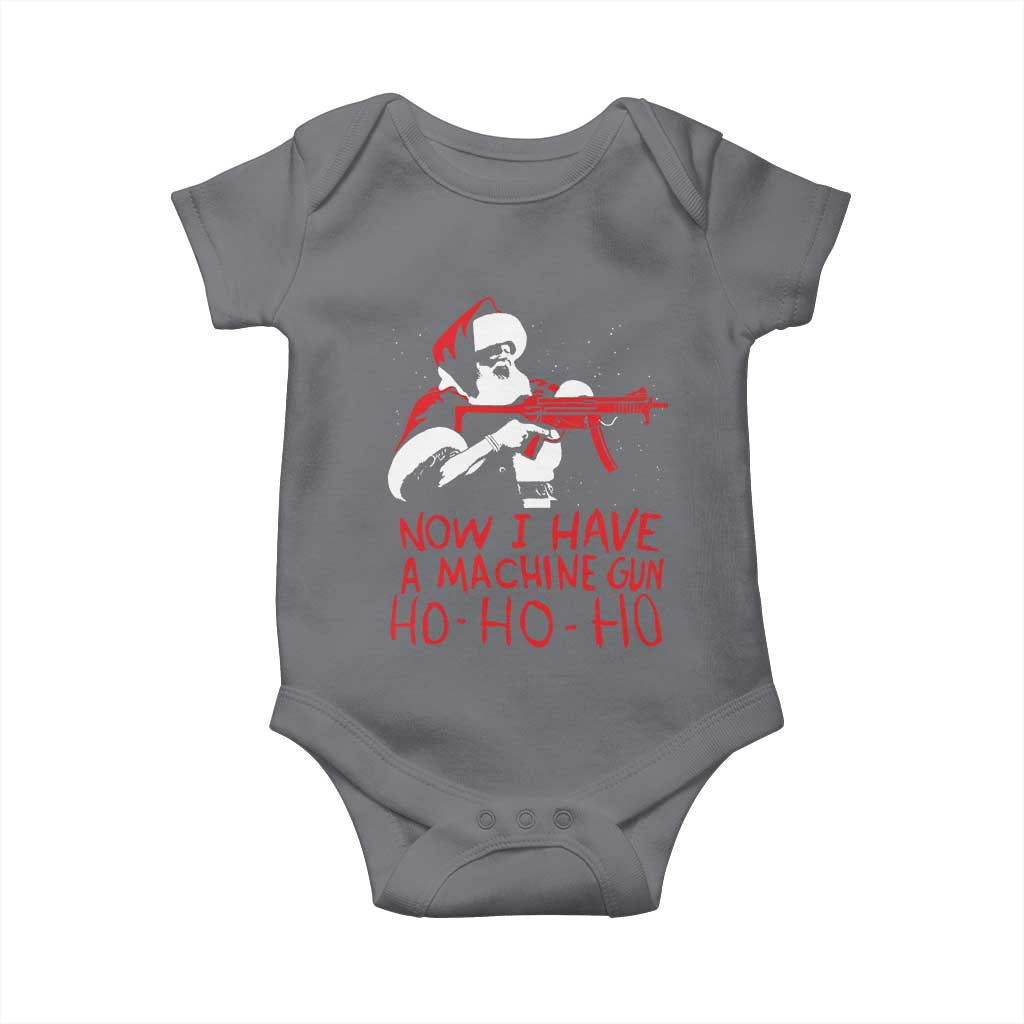 Now I Have A Machine Gun Baby Onesie Funny Retro Christmas 90s Movie Santa Gun Lovers TS10 Charcoal Print Your Wear