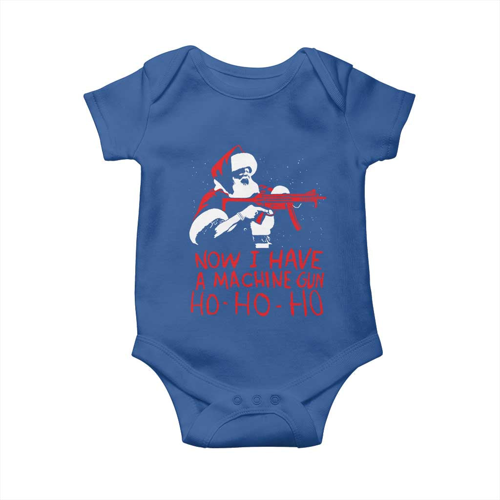 Now I Have A Machine Gun Baby Onesie Funny Retro Christmas 90s Movie Santa Gun Lovers TS10 Royal Blue Print Your Wear