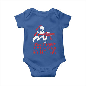 Now I Have A Machine Gun Baby Onesie Funny Retro Christmas 90s Movie Santa Gun Lovers TS10 Royal Blue Print Your Wear