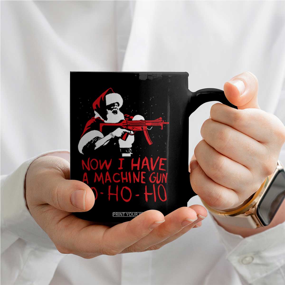 Now I Have A Machine Gun Coffee Mug Funny Retro Christmas 90s Movie Santa Gun Lovers TS10 Print Your Wear