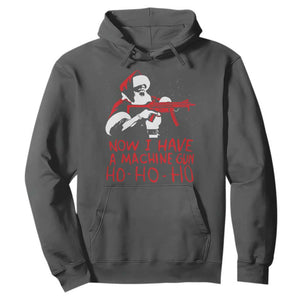 Now I Have A Machine Gun Hoodie Funny Retro Christmas 90s Movie Santa Gun Lovers TS10 Dark Heather Print Your Wear