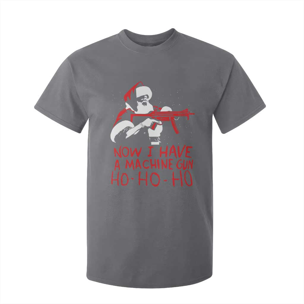 Now I Have A Machine Gun T Shirt For Kid Funny Retro Christmas 90s Movie Santa Gun Lovers TS10 Charcoal Print Your Wear