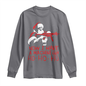 Now I Have A Machine Gun Long Sleeve Shirt Funny Retro Christmas 90s Movie Santa Gun Lovers TS10 Charcoal Print Your Wear