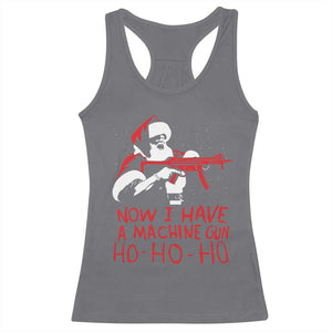 Now I Have A Machine Gun Racerback Tank Top Funny Retro Christmas 90s Movie Santa Gun Lovers TS10 Charcoal Print Your Wear