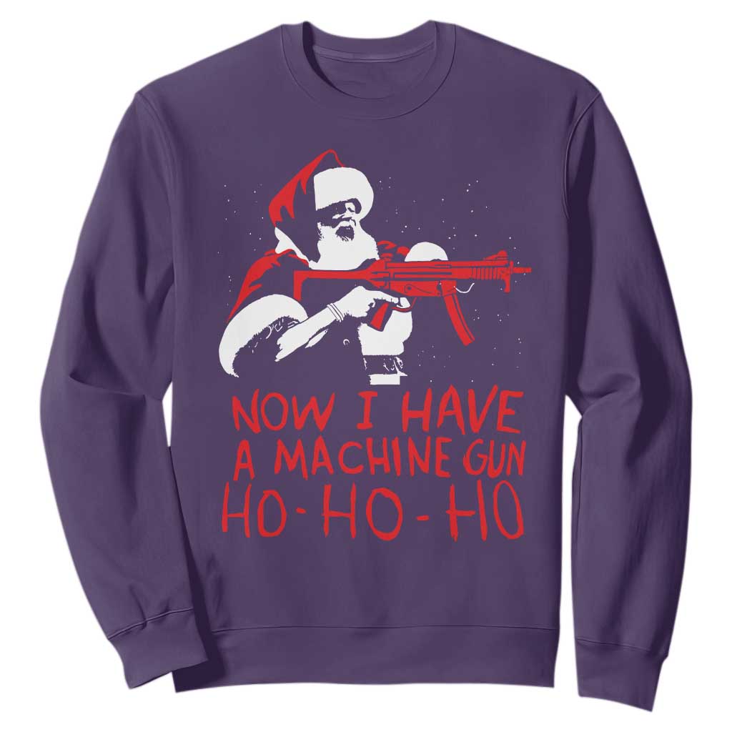 Now I Have A Machine Gun Sweatshirt Funny Retro Christmas 90s Movie Santa Gun Lovers TS10 Purple Print Your Wear