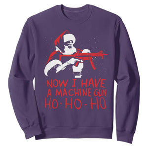 Now I Have A Machine Gun Sweatshirt Funny Retro Christmas 90s Movie Santa Gun Lovers TS10 Purple Print Your Wear