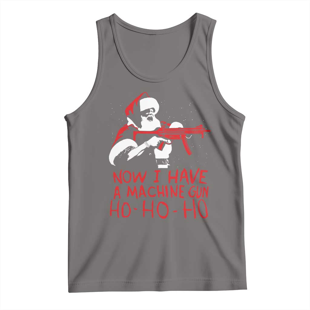 Now I Have A Machine Gun Tank Top Funny Retro Christmas 90s Movie Santa Gun Lovers TS10 Deep Heather Print Your Wear