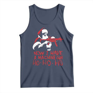Now I Have A Machine Gun Tank Top Funny Retro Christmas 90s Movie Santa Gun Lovers TS10 Navy Print Your Wear