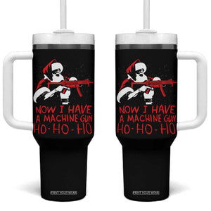 Now I Have A Machine Gun Tumbler With Handle Funny Retro Christmas 90s Movie Santa Gun Lovers TS10 One Size: 40 oz Black Print Your Wear