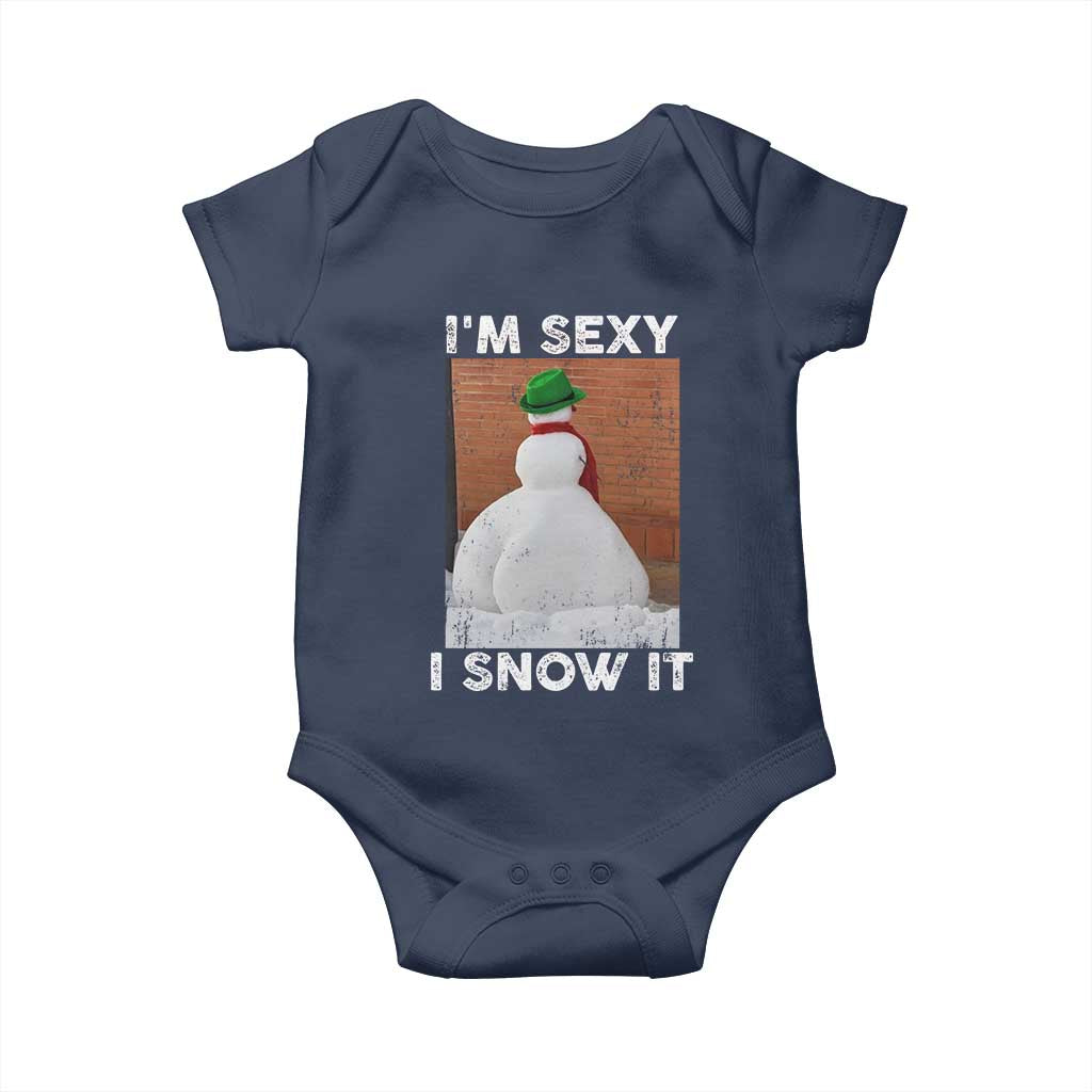 Sarcastic Snowman Baby Onesie Funny Christmas I'm Sexy and I Snow It TS10 Navy Print Your Wear
