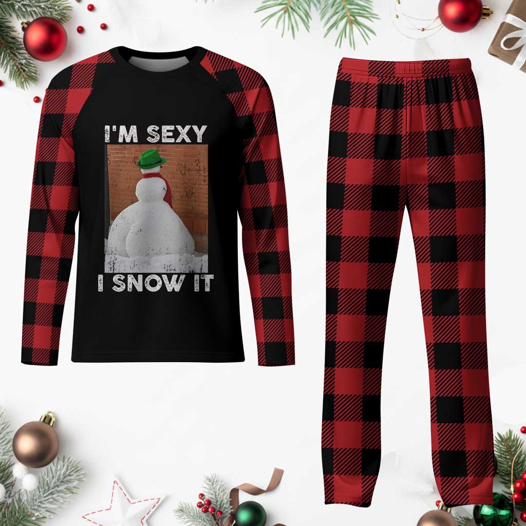Sarcastic Snowman Plaid Pajama Set Funny Christmas I'm Sexy and I Snow It TS10 Buffalo Plaid Print Your Wear