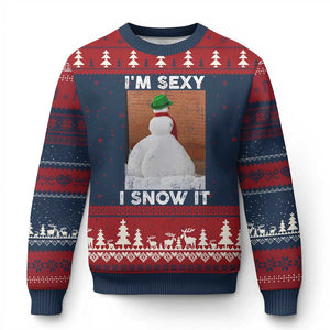 Sarcastic Snowman Ugly Christmas Sweater Funny Xmas I'm Sexy and I Snow It TS10 Navy Red Print Your Wear