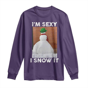 Sarcastic Snowman Long Sleeve Shirt Funny Christmas I'm Sexy and I Snow It TS10 Purple Print Your Wear