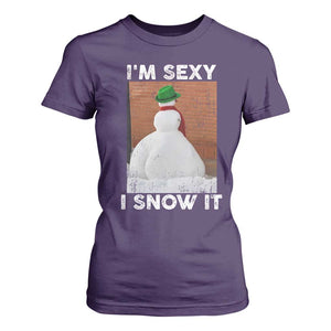 Sarcastic Snowman T Shirt For Women Funny Christmas I'm Sexy and I Snow It TS10 Purple Print Your Wear