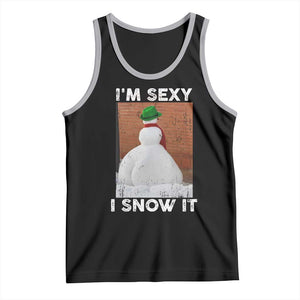 Sarcastic Snowman Tank Top Funny Christmas I'm Sexy and I Snow It TS10 Black Athletic Heather Print Your Wear