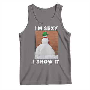 Sarcastic Snowman Tank Top Funny Christmas I'm Sexy and I Snow It TS10 Deep Heather Print Your Wear