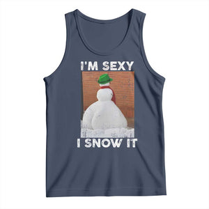 Sarcastic Snowman Tank Top Funny Christmas I'm Sexy and I Snow It TS10 Navy Print Your Wear