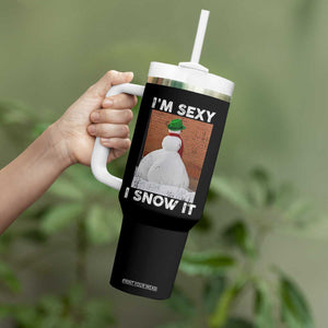Sarcastic Snowman Tumbler With Handle Funny Christmas I'm Sexy and I Snow It TS10 Print Your Wear