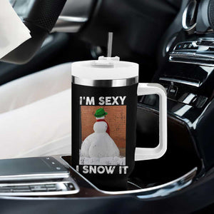 Sarcastic Snowman Tumbler With Handle Funny Christmas I'm Sexy and I Snow It TS10 Print Your Wear