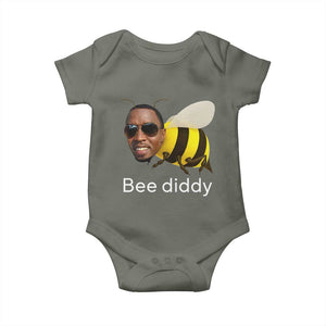 Bee Diddy Baby Onesie Funny Weirdcore Dark Humor Internet Memes Gen-Z TS10 Military Green Print Your Wear