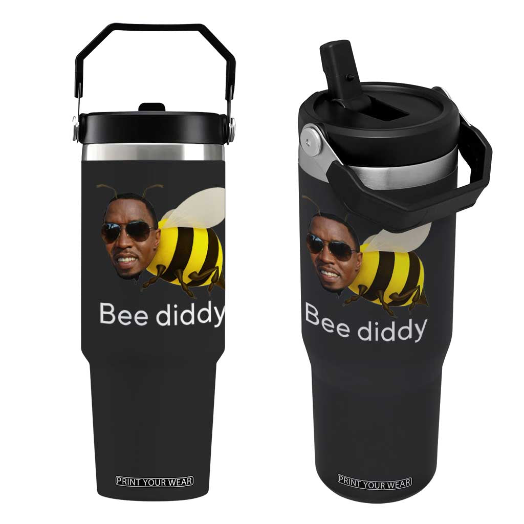 Bee Diddy Flip Straw Tumbler Funny Weirdcore Dark Humor Internet Memes Gen-Z TS10 One Size: 30 oz Black Print Your Wear