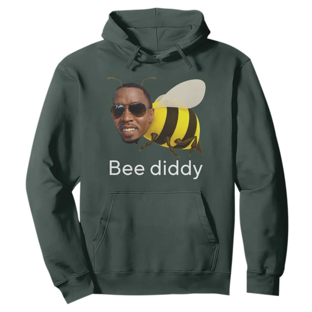 Bee Diddy Hoodie Funny Weirdcore Dark Humor Internet Memes Gen-Z TS10 Dark Forest Green Print Your Wear