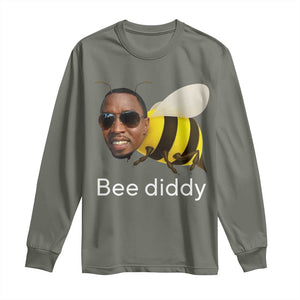 Bee Diddy Long Sleeve Shirt Funny Weirdcore Dark Humor Internet Memes Gen-Z TS10 Military Green Print Your Wear