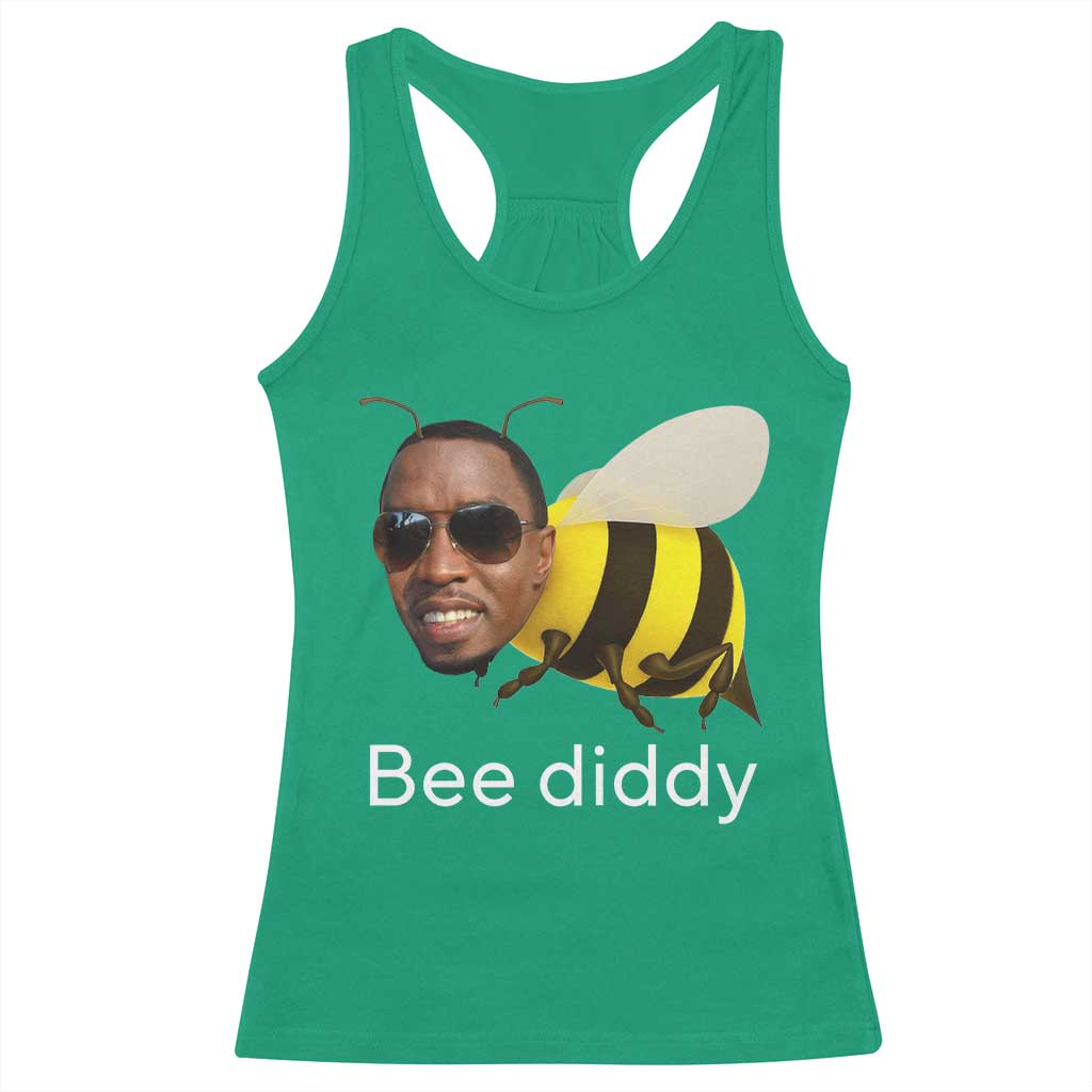 Bee Diddy Racerback Tank Top Funny Weirdcore Dark Humor Internet Memes Gen-Z TS10 Irish Green Print Your Wear