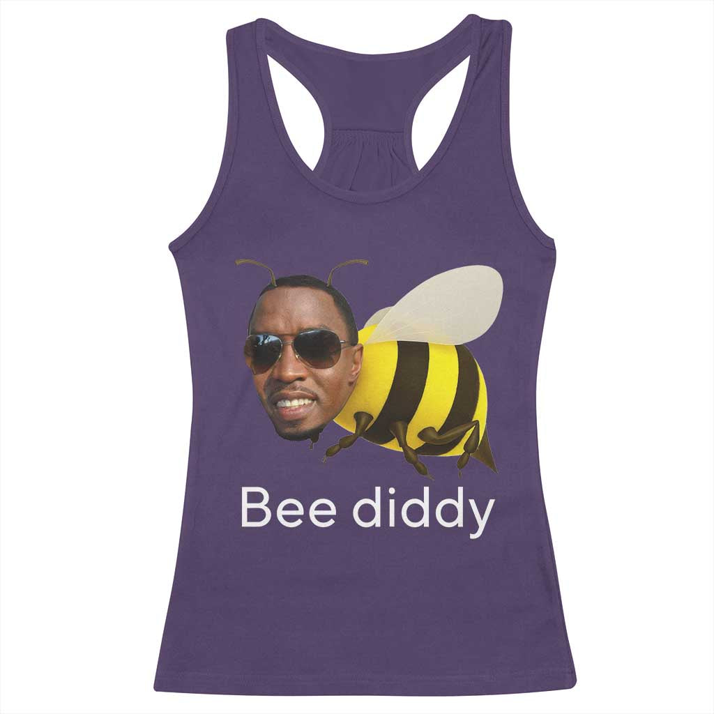 Bee Diddy Racerback Tank Top Funny Weirdcore Dark Humor Internet Memes Gen-Z TS10 Purple Print Your Wear
