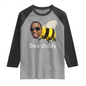 Bee Diddy Raglan Shirt Funny Weirdcore Dark Humor Internet Memes Gen-Z TS10 Sport Gray Black Print Your Wear