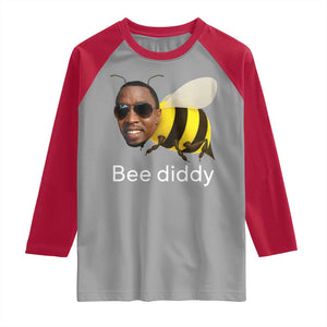 Bee Diddy Raglan Shirt Funny Weirdcore Dark Humor Internet Memes Gen-Z TS10 Sport Gray Red Print Your Wear