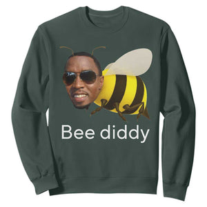 Bee Diddy Sweatshirt Funny Weirdcore Dark Humor Internet Memes Gen-Z TS10 Dark Forest Green Print Your Wear
