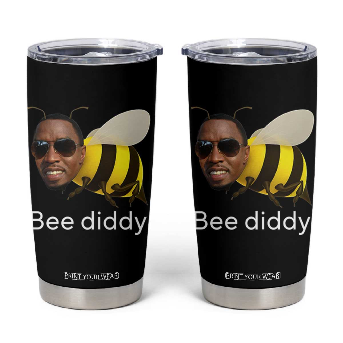 Bee Diddy Tumbler Cup Funny Weirdcore Dark Humor Internet Memes Gen-Z TS10 Black Print Your Wear