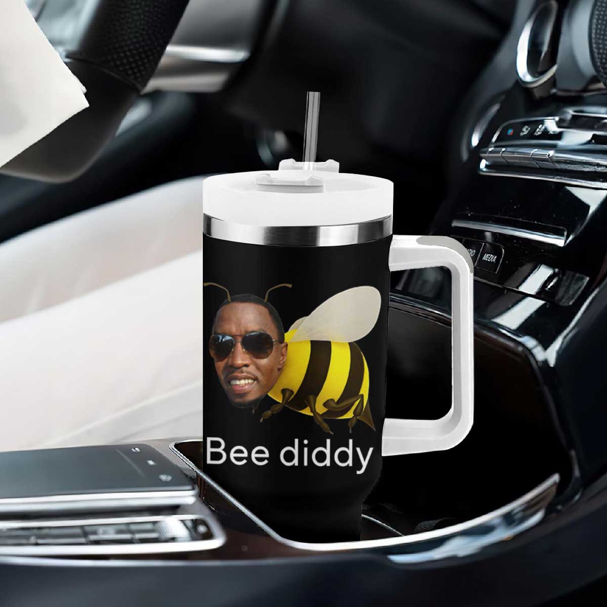 Bee Diddy Tumbler With Handle Funny Weirdcore Dark Humor Internet Memes Gen-Z TS10 Print Your Wear